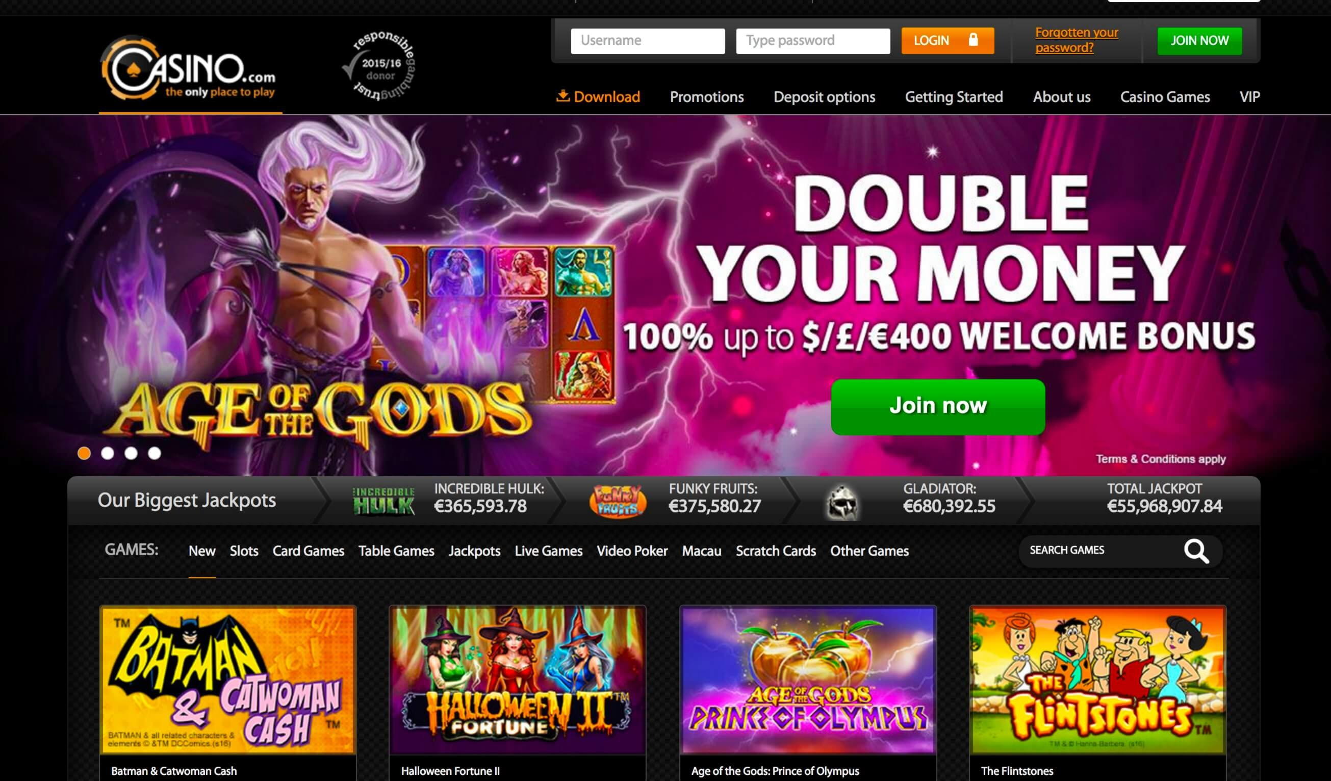 135% Deposit match bonus at Joe Fortune Casino