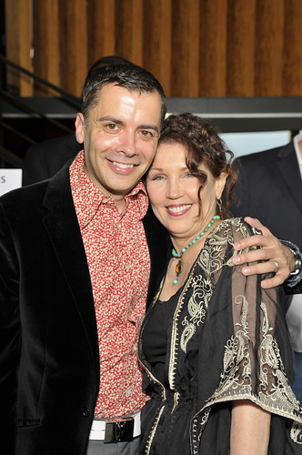 Host James Costa with HSUS Hollywood business office Senior Director Beverly Kaskey