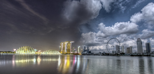 fisheye day/night singapore panorama