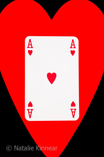 Playing Cards Ace of Hearts on Black Background