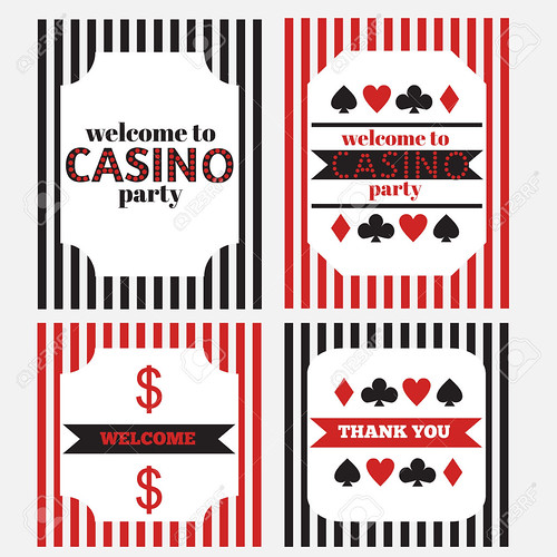 Printable tribal set of vintage casino party elements.