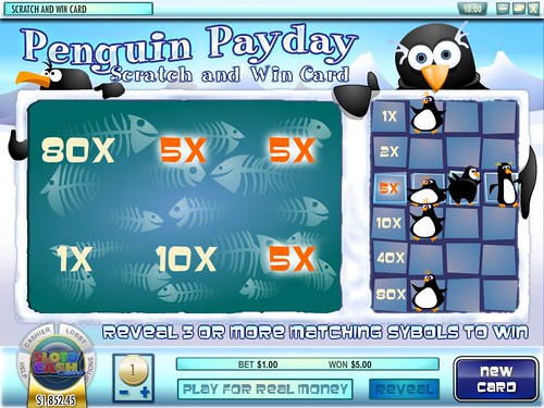 Penguin Payday- Scratch Card- contender Gaming Online Casino Australian Games