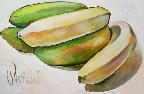 bananas ripening, painting by scott richard